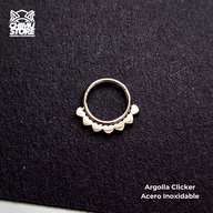 REP Argolla Clicker Acero Inoxidable - Bordeado de 7 Corazones (1,2mm;8mm) (16G)