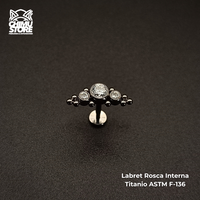 Labret Titanio ASTM F-136 - Cluster 3 Zirconias y Cuentas (1,2mm;8mm) (16G)