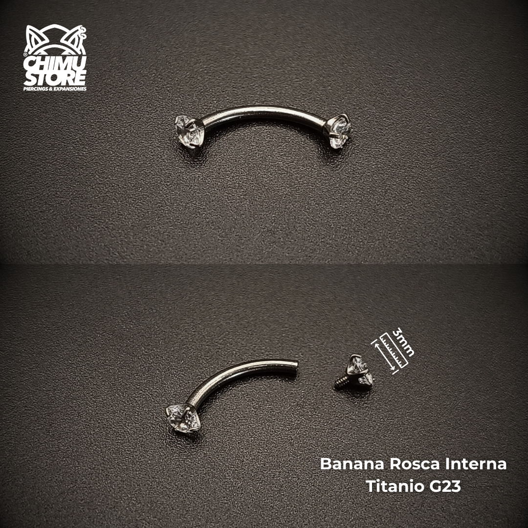 Banana Rosca Interna Titanio G23 - Prong Set Zirconias (1,2mm;10mm) (16G)