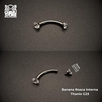Banana Rosca Interna Titanio G23 - Prong Set Zirconias (1,2mm;10mm) (16G)