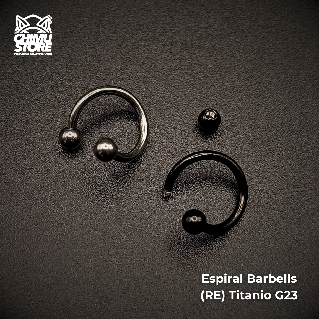Barbell Espiral (RE) Titanio G23 - Bolitas de 3mm (1,2mm;8mm) (16G)