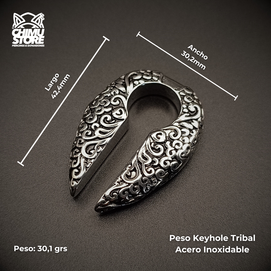 NEW Peso Acero Inoxidable - Keyhole Tribal (8mm) (30,1grs)