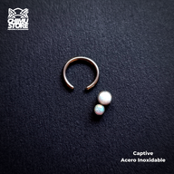 NEW Captive Acero Inoxidable - 2 Opalitas Verticales (1,2mm;8mm) (16G)