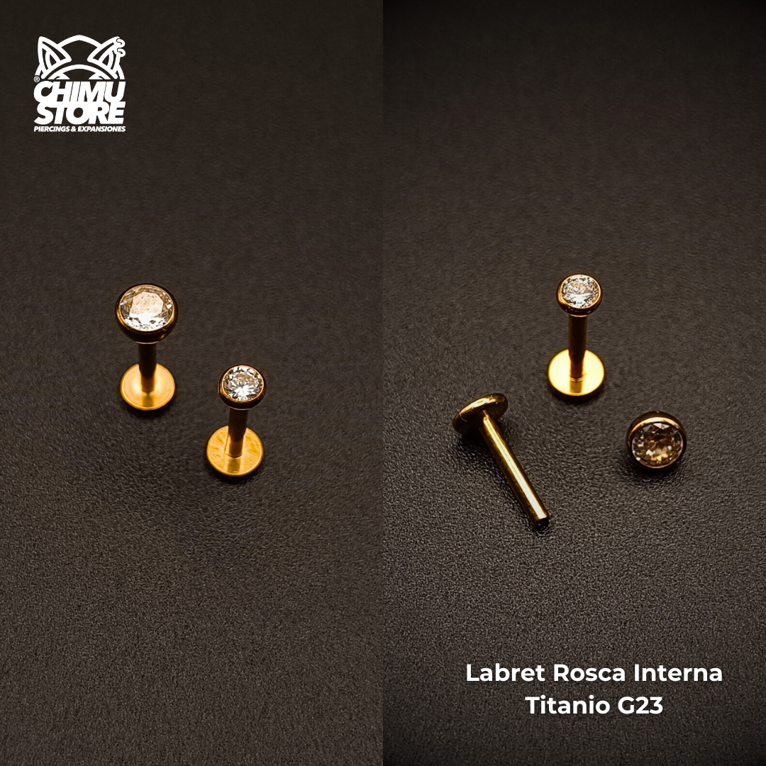 NEW Labret Titanio G23 - Bezel Set Zirconia (1,2mm;8mm) (16G)