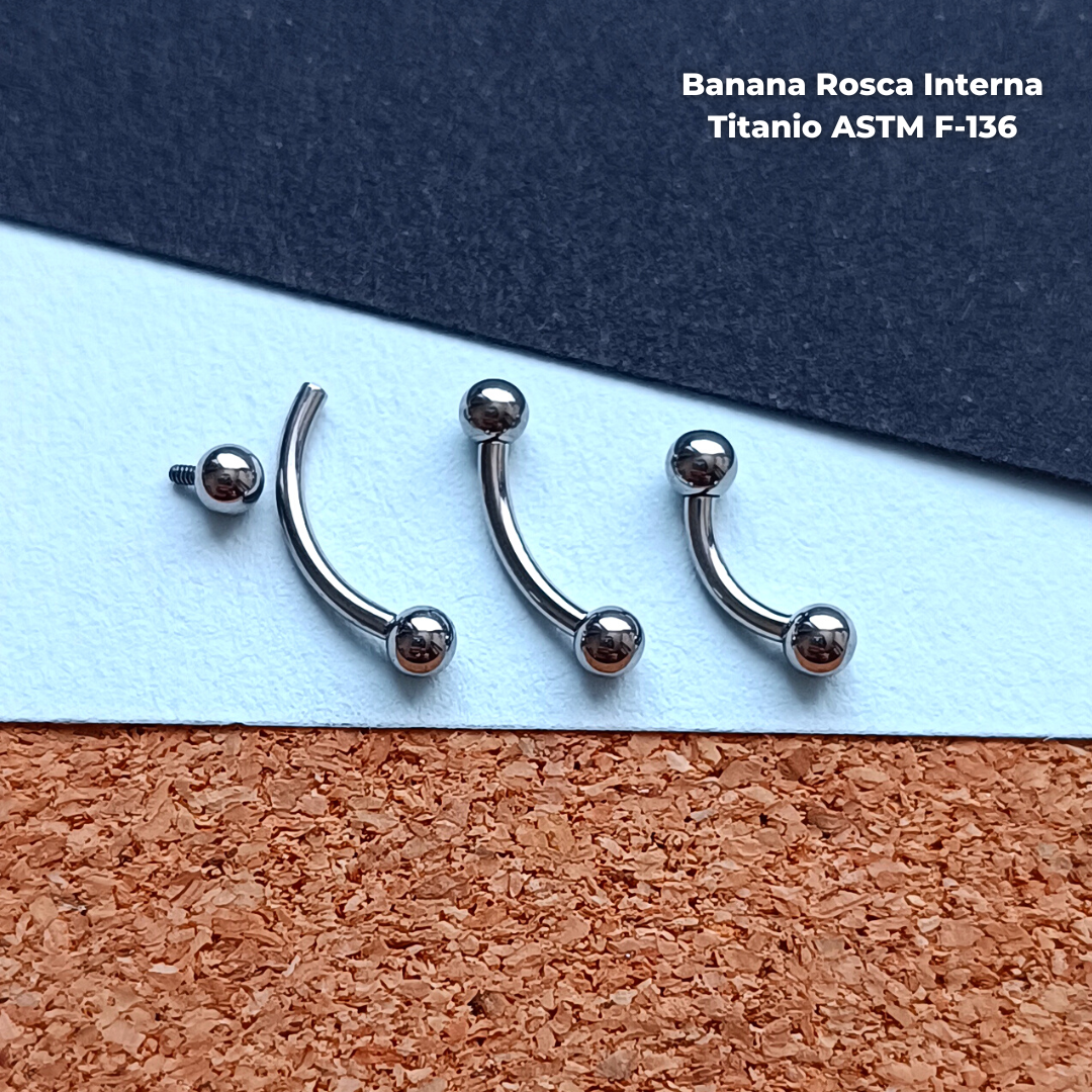 REP Banana Rosca Interna Titanio ASTM F-136 - Plateada Bolitas 3mm (1,2mm) (16G)