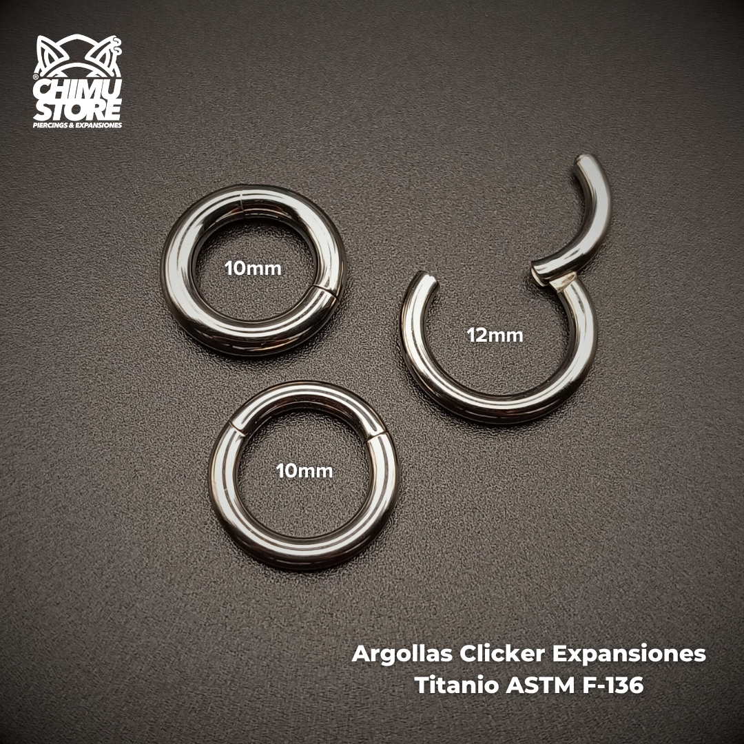 Argollas Clicker Lisas Titanio ASTM F-136 - para Expansiones desde 2,5mm (10G)