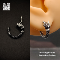 NEW Piercing Lobulo Acero Inoxidable - Cabeza de Dragón 01 (1mm;11mm)