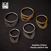 Argolla Clicker Titanio ASTM F-136 - Triple Cadena Zirconias Laterales (1,2mm) (16G)