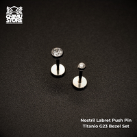 NEW Nostril Labret (Push Pin) Titanio G23 - Bezel Set Zirconia (0,8mm) (20G)