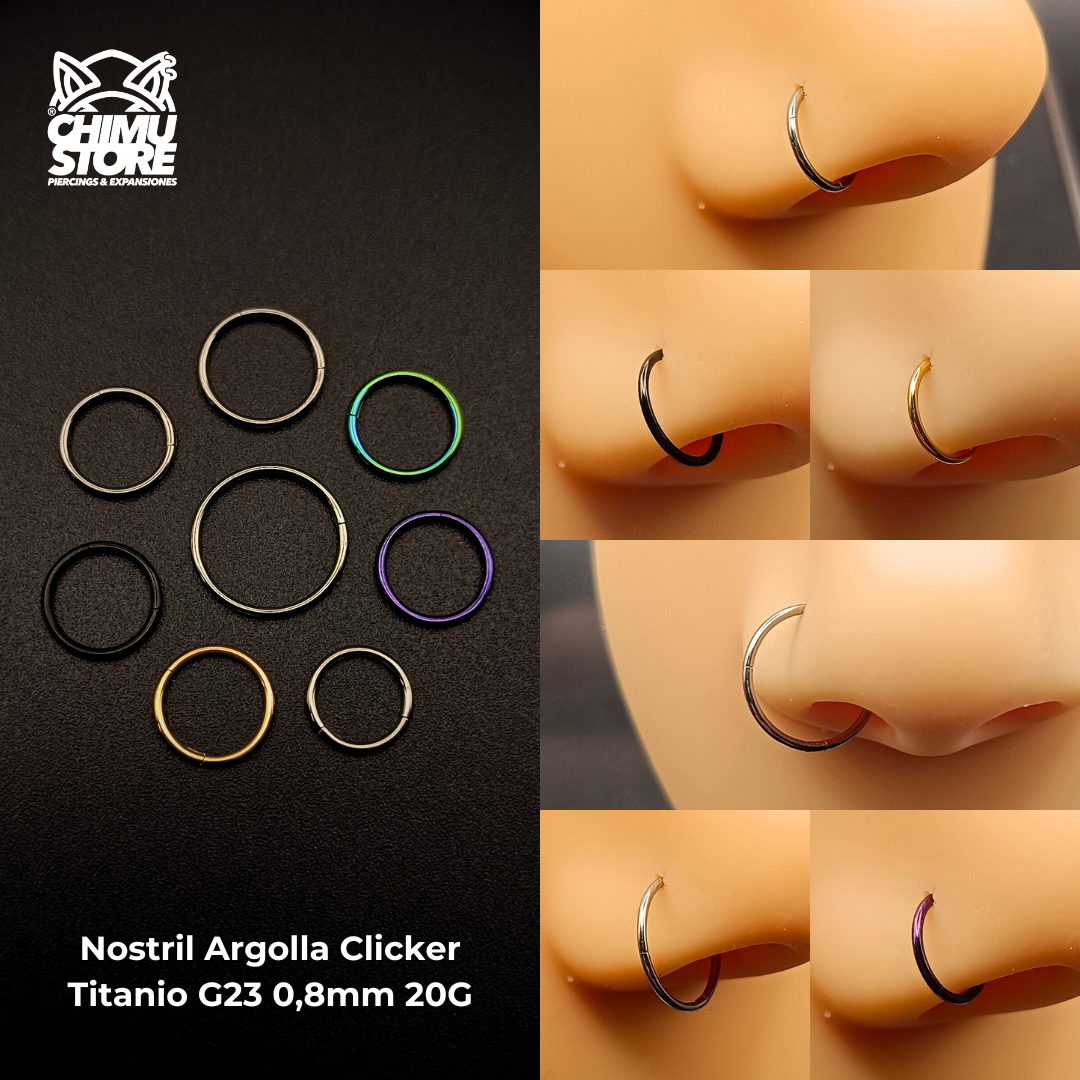NEW Nostril Argolla Clicker Titanio G23 - Lisa (0,8mm y 1mm) (18G y 20G)