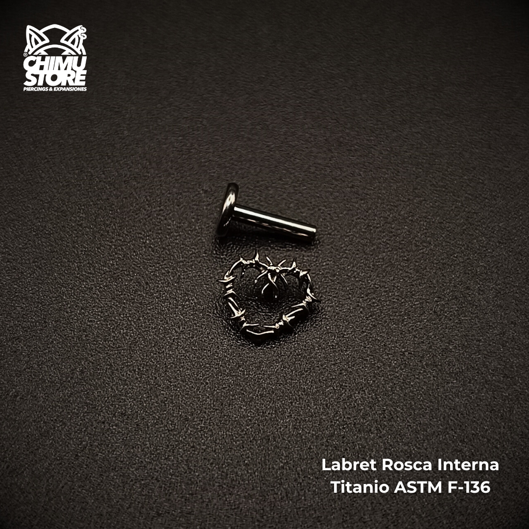 NEW Labret Rosca Interna (HC) Titanio ASTM F-136 - Corazón de Púas (1,2mm;6mm) (16G)