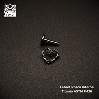 NEW Labret Rosca Interna (HC) Titanio ASTM F-136 - Corazón de Púas (1,2mm;6mm) (16G)