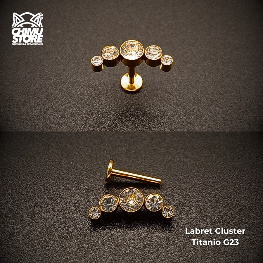 NEW Labret Titanio G23 - Cluster 5 Zirconias (1,2mm;8mm) (16G)
