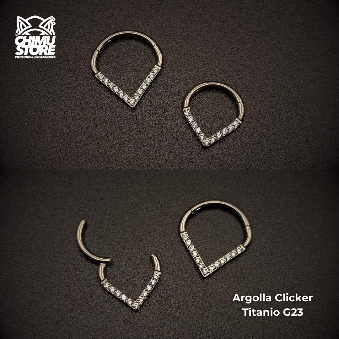 NEW Argolla Clicker Titanio G23 - En Punta Zirconias Frontales (1,2mm) (16G)