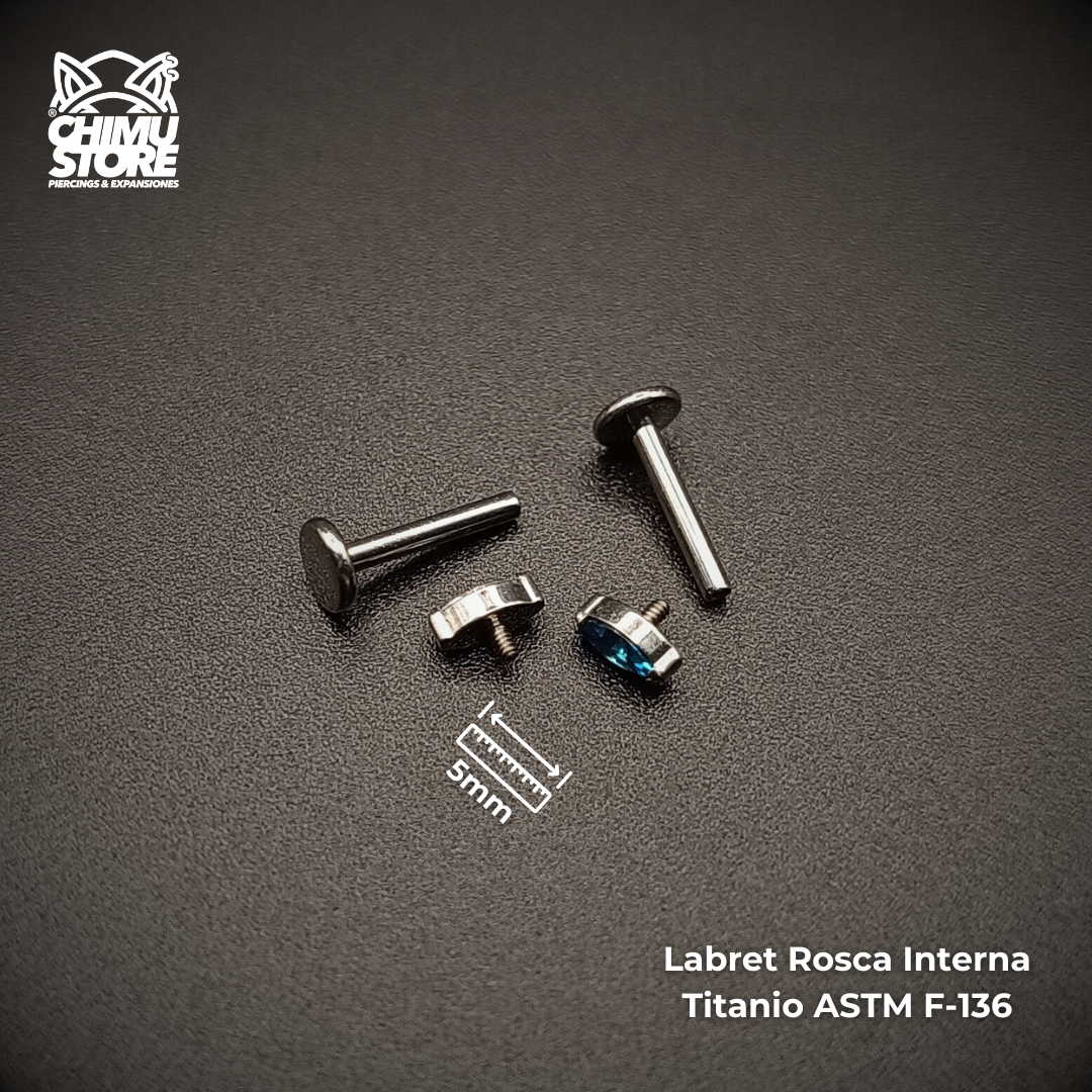 Labret Titanio ASTM F-136 - Zirconia Forma Diamante (1,2mm;8mm) (16G)