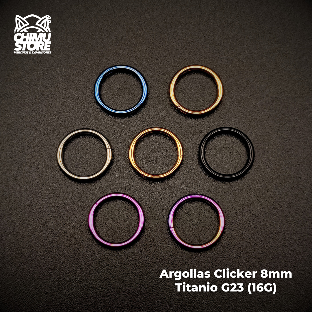 NEW Argollas Clicker Titanio G23 - Tamaño 8mm (1,2mm) (16G)