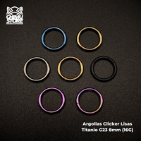 NEW Argollas Clicker Titanio G23 - Lisas Tamaño 8mm (1,2mm) (16G)