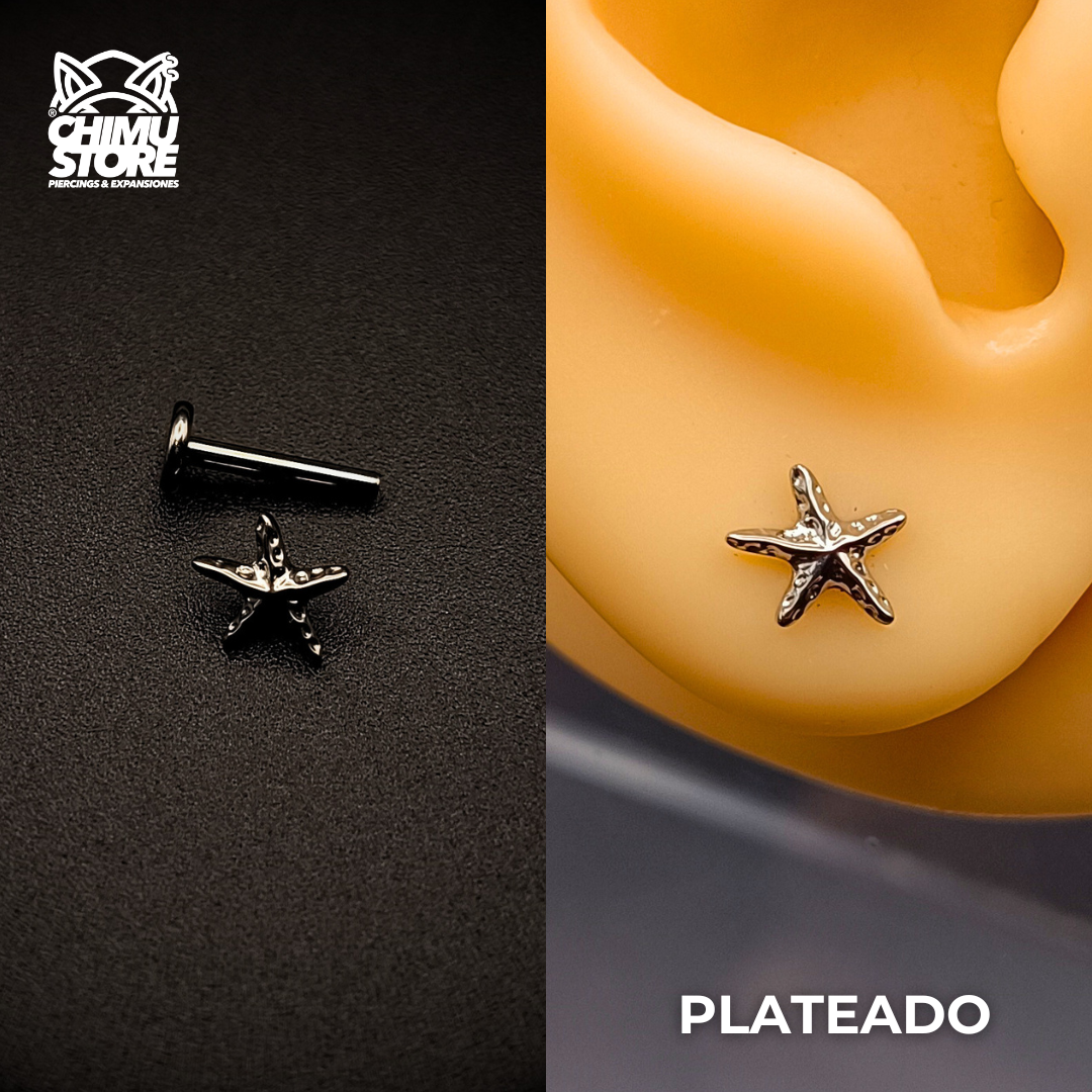 NEW Labret (HC) Titanio ASTM F-136 - Estrella de Mar (1,2mm;8mm) (16G)