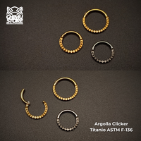 Argolla Clicker Titanio ASTM F-136 - Piramides Frontales (1,2mm) (16G)
