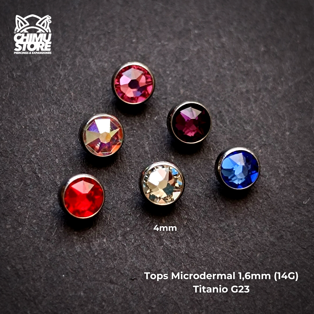 Top de Microdermal Titanio G23 - Cristales 4mm (1,6mm) (14G)
