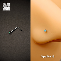 NEW Nostril (Forma de L) Acero Inoxidable - Piedra Opalita (0,8mm) (20G)