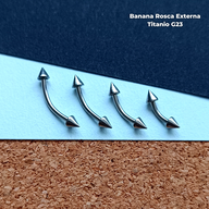 NEW Banana Rosca Externa Titanio G23 - Puntas 3mm Plateado (1,2mm) (16G)