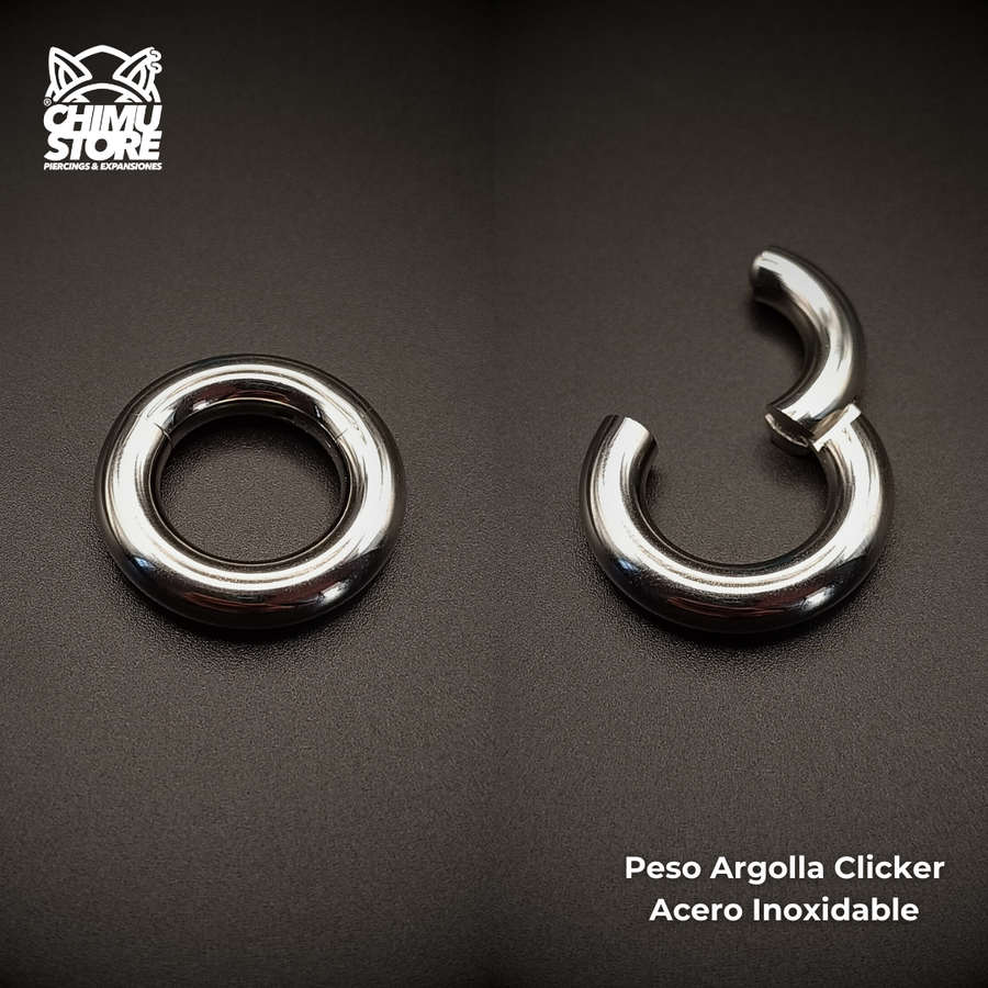 Peso Argolla Clicker Acero Inoxidable - Lisa Plateada (2,5mm a 6mm)