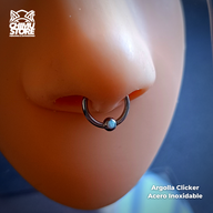 NEW Argolla Clicker Acero Inoxidable - Bolita con Opalita (1,2mm;8mm) (16G)