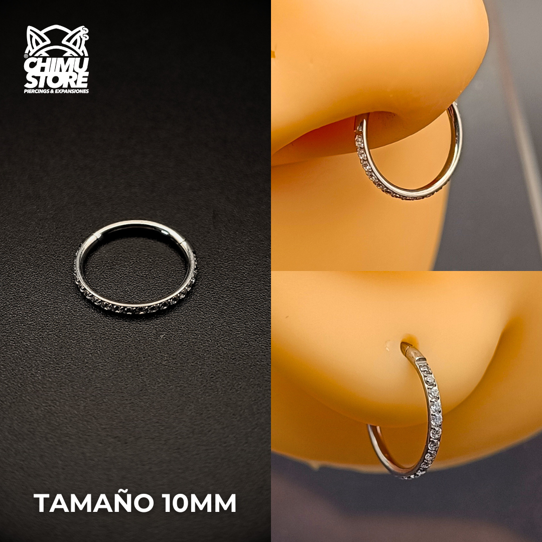 NEW Argolla Clicker Titanio G23 - Zirconias Laterales (1,2mm) (16G)