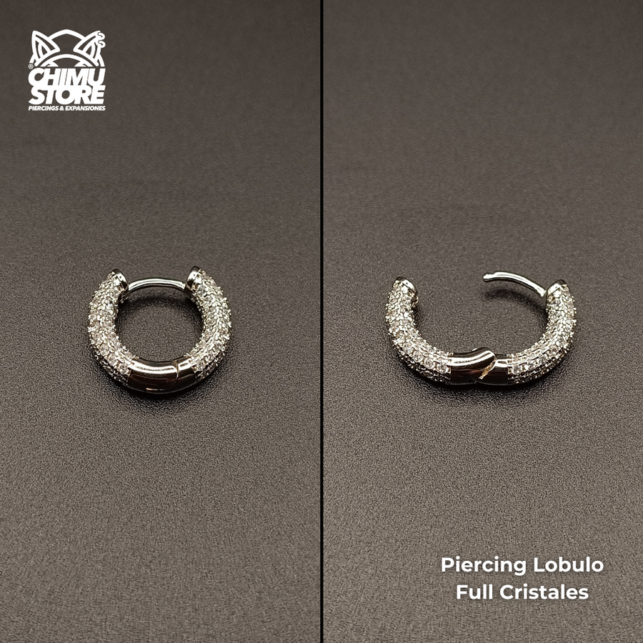 Piercing Lobulo Acero Inoxidable - Full Cristales (1mm;10mm) (18G)