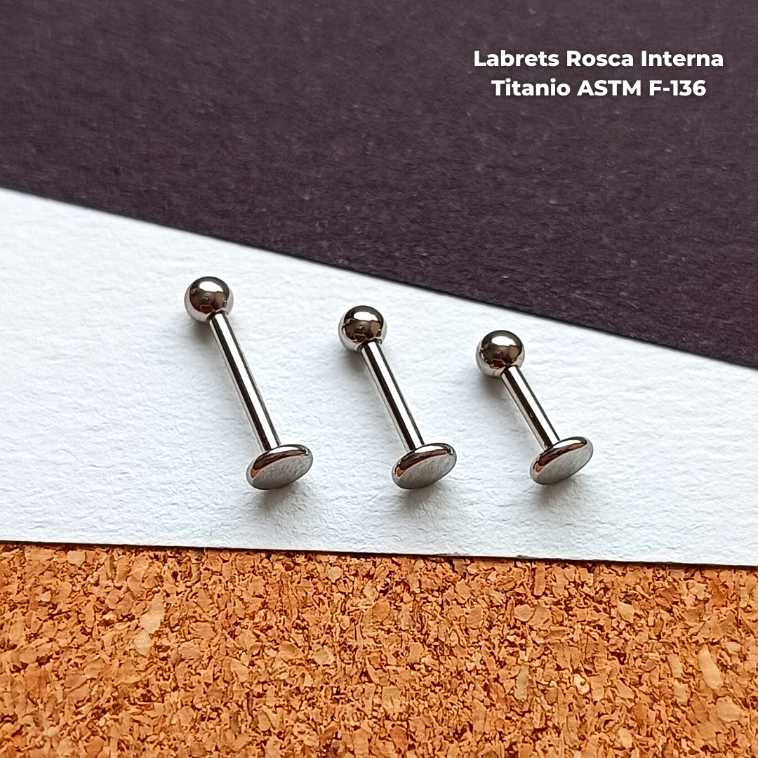 REP Labret Rosca Interna Titanio ASTM F-136 - Bolita 3mm Plateados (1,2mm) (16G)