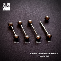Barbell Recto Rosca Interna Titanio G23 - Plateado (1,6mm;5*5) (14G)