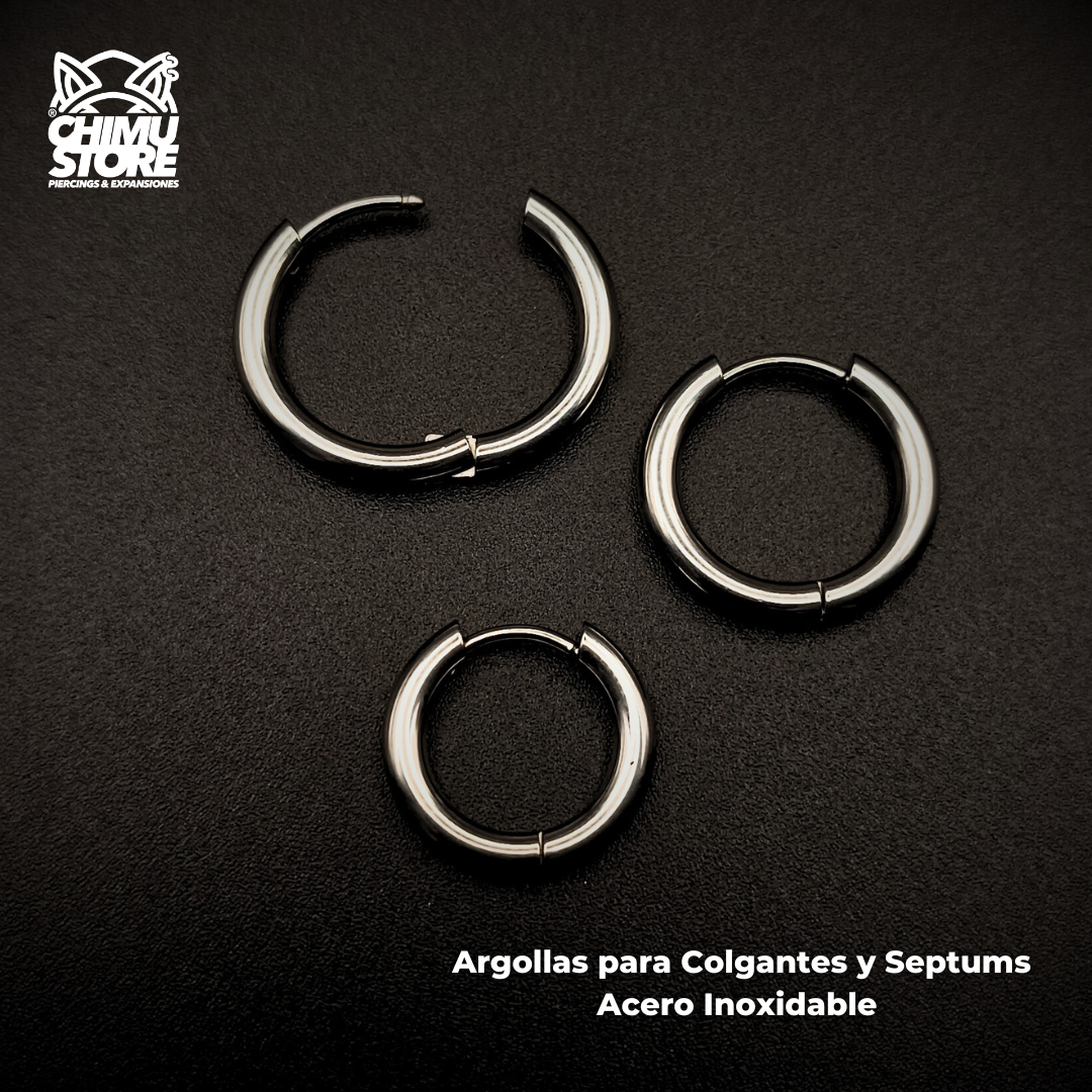 NEW Argollas Acero Inoxidable - Plateados Grosor 2,5mm - Para Colgantes y Septums