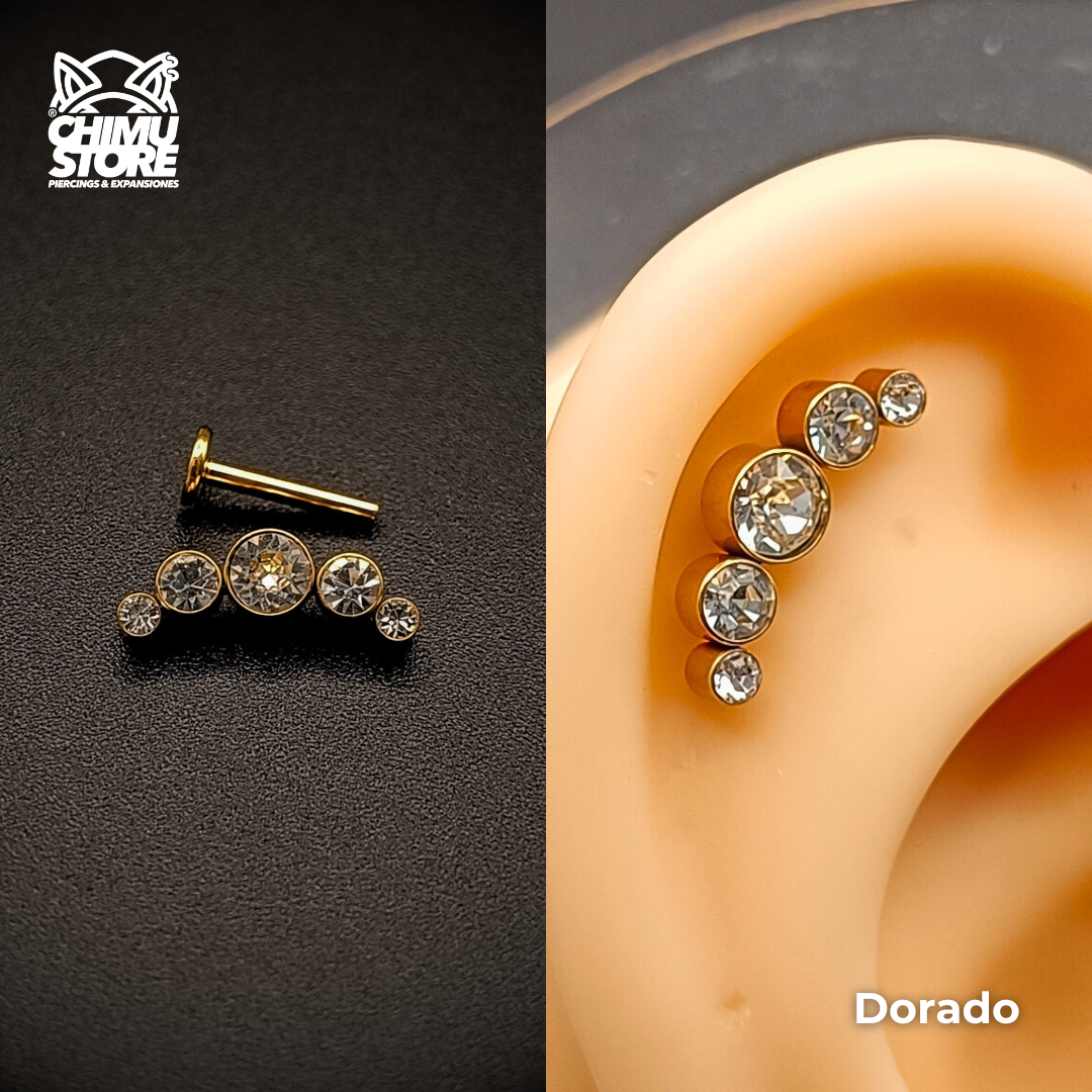 NEW Labret (HC) Titanio G23 - Cluster 5 Zirconias (1,2mm;8mm) (16G)
