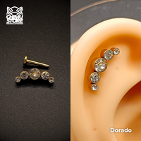 NEW Labret (HC) Titanio G23 - Cluster 5 Zirconias (1,2mm;8mm) (16G)