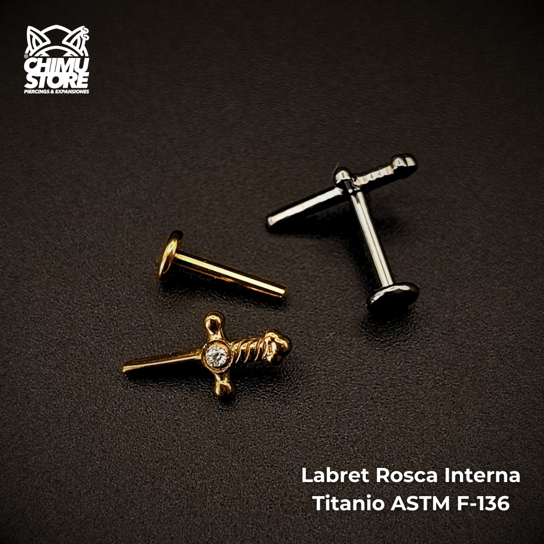 NEW Labret (HC) Titanio ASTM F-136 - Daga con Zirconia (1,2mm;8mm) (16G)