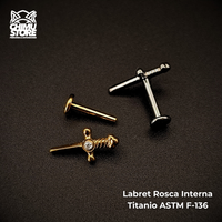 NEW Labret (HC) Titanio ASTM F-136 - Daga con Zirconia (1,2mm;8mm) (16G)