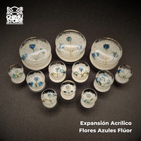 NEW Expansiones Acrílico - 3 Flores Azules Fluor (8mm a 30mm)