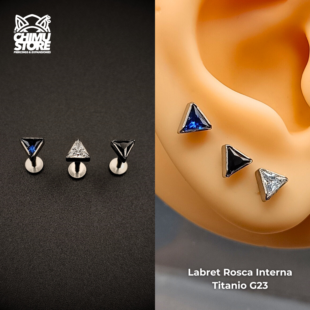 NEW Labret (HC) Titanio G23 - Triangulo Zirconia (1,2mm;8mm) (16G)