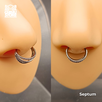 Argolla Clicker Titanio ASTM F-136 - Triple Anillo Zirconias Laterales (1,2mm) (16G)