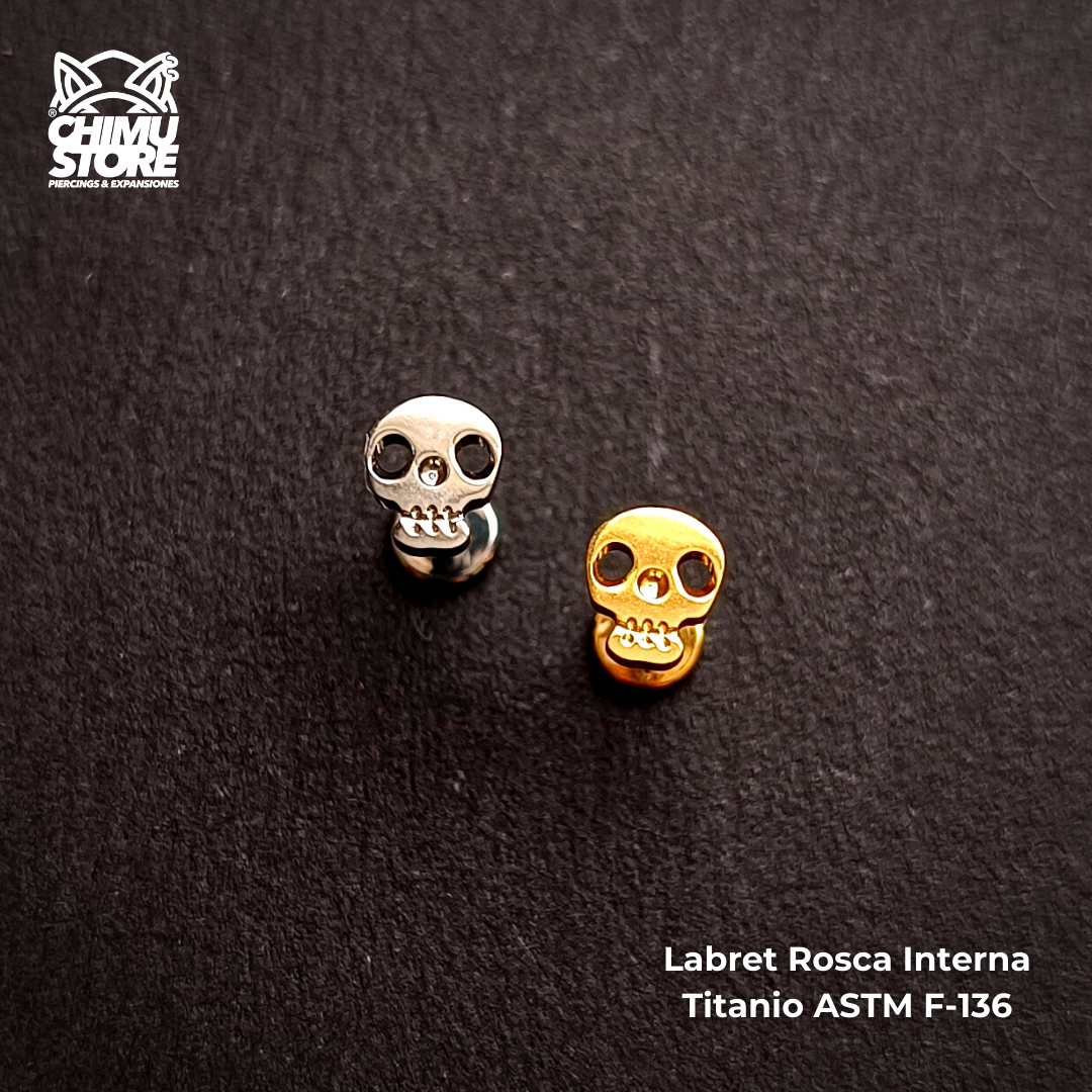 NEW Labret Rosca Interna Titanio ASTM F-136 - Calavera (1,2mm;6mm) (16G)