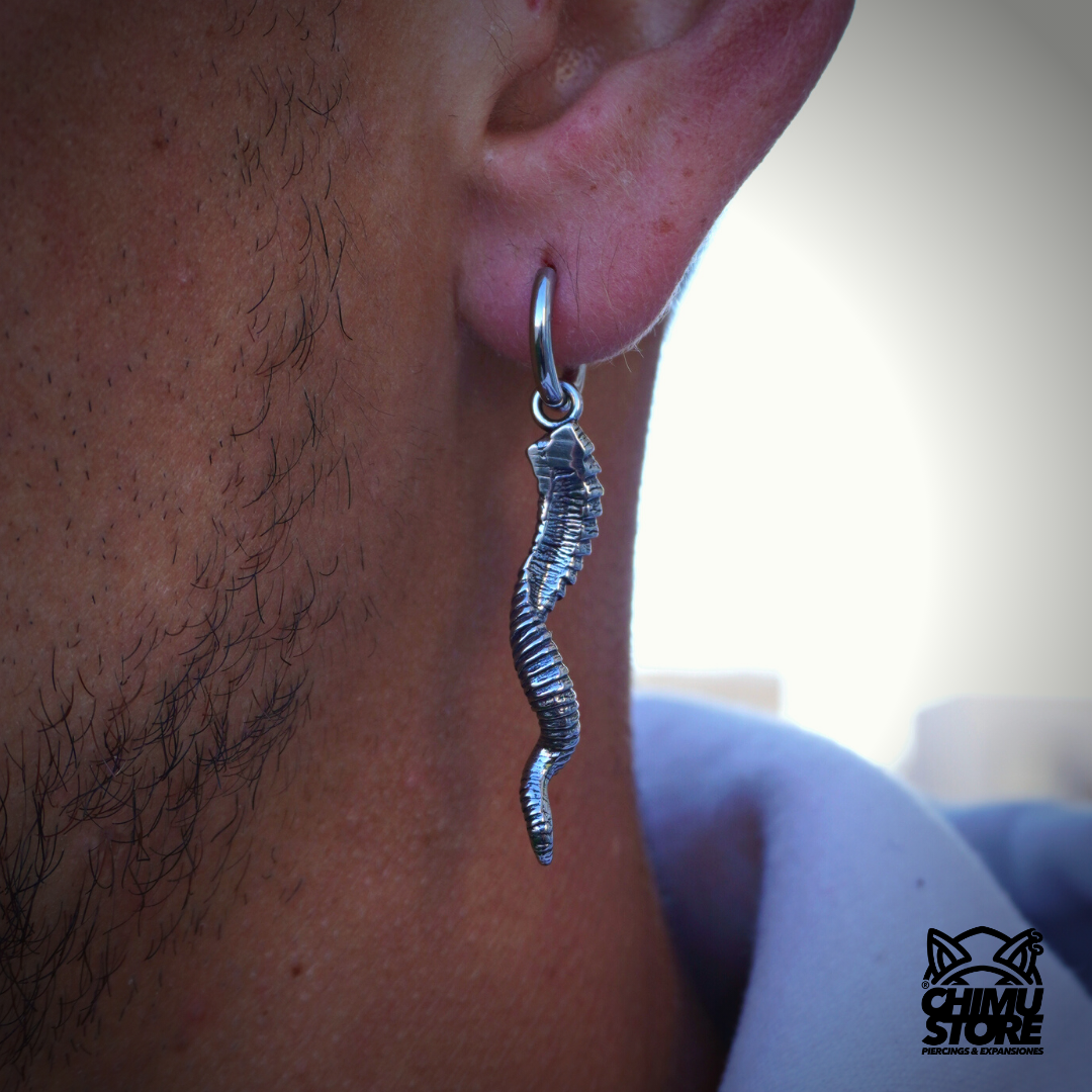 Colgante Lobulo Acero Inoxidable - Piel de Serpiente (1mm;10,5mm)