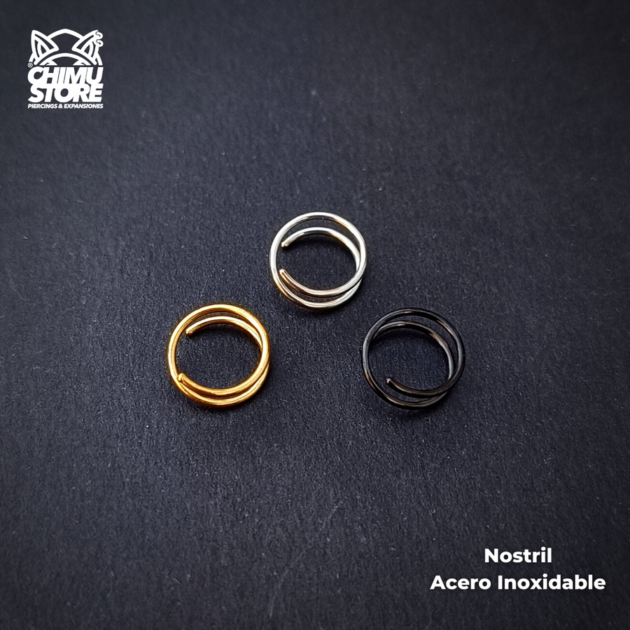 NEW Nostril Acero Inoxidable - Doble Argolla 8mm (0,8mm;8mm) (20G)