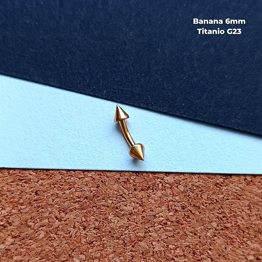 NEW Banana Rosca Externa Titanio G23 - Puntas 3mm Dorado (1,2mm) (16G)