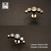 NEW Labret (HC) Titanio G23 - Cluster 5 Zirconias (1,2mm) (16G)