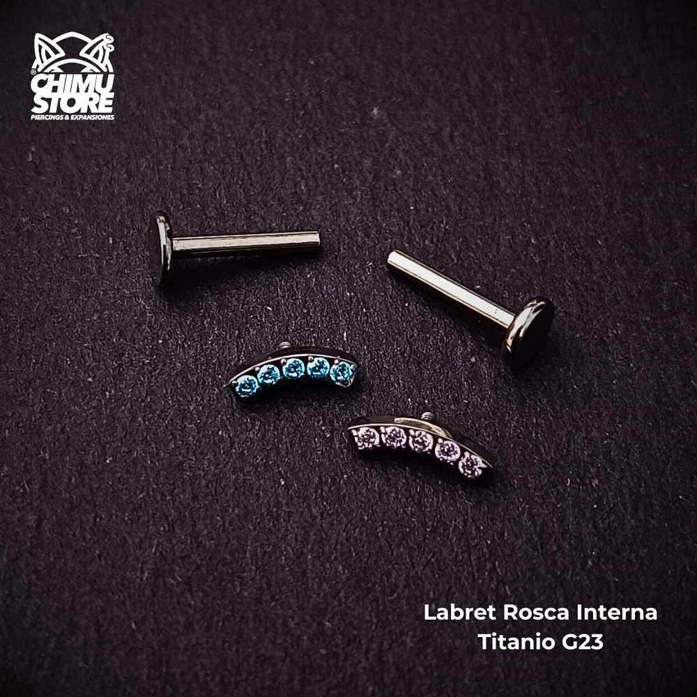 NEW Labret (HC) Titanio G23 - Cluster Recto 5 Cristales (1,2mm;8mm) (1 ...