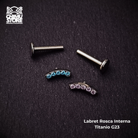 NEW Labret Titanio G23 - Cluster Recto 5 Cristales (1,2mm;8mm) (16G)