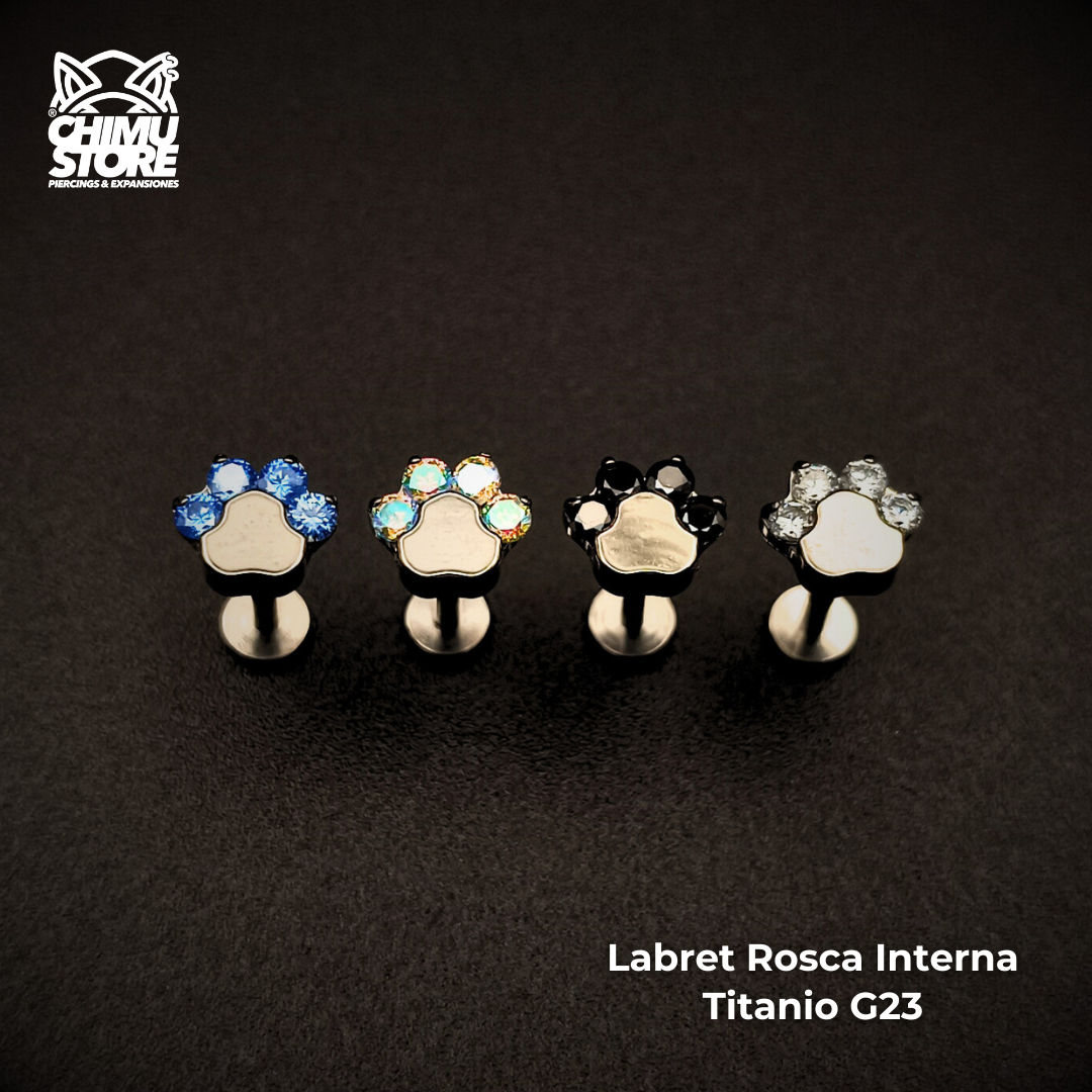 NEW Labret (HC) Titanio G23 - Patita 4 Cristales (1,2mm;8mm) (16G)
