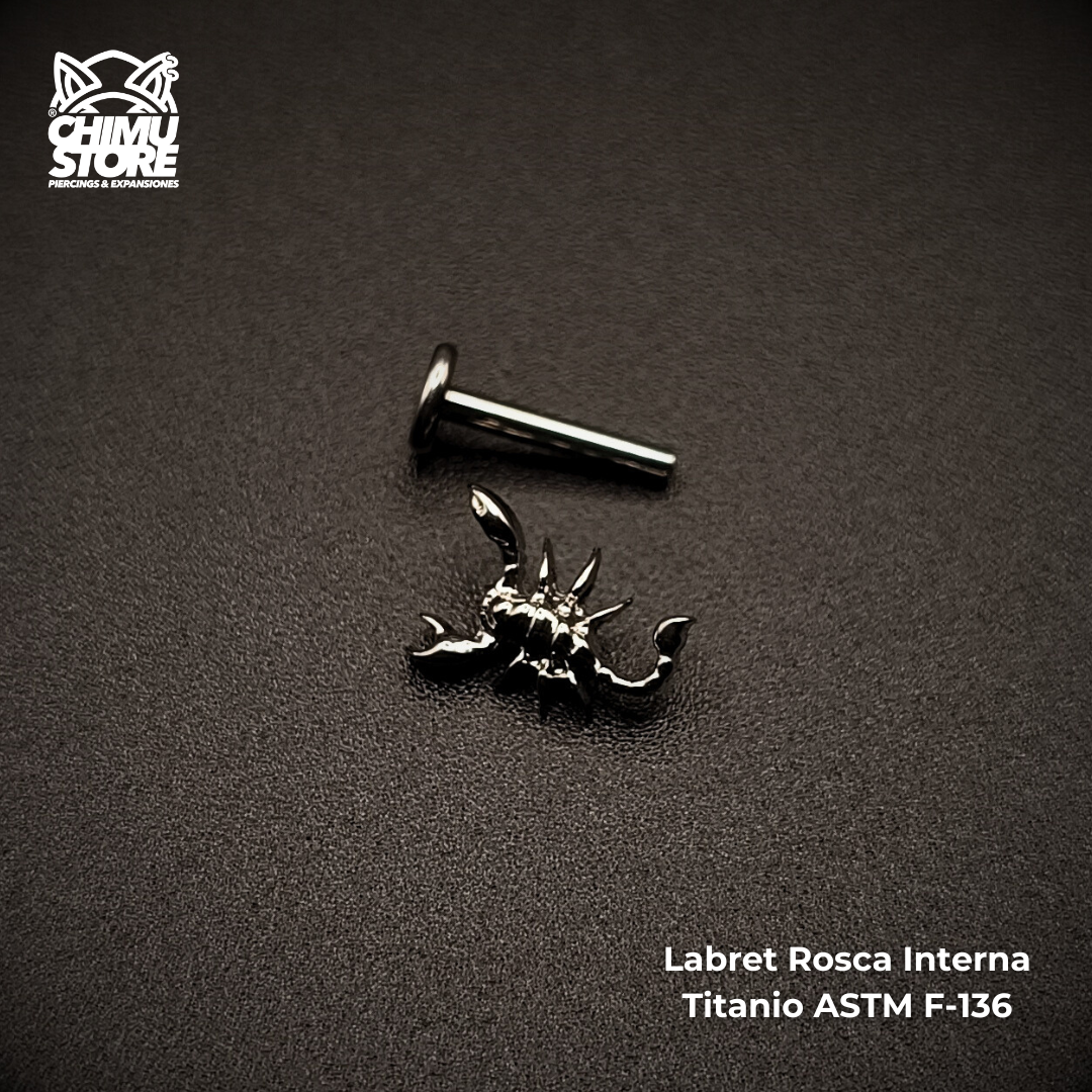 NEW Labret Rosca Interna (HC) Titanio ASTM F-136 - Escorpion (1,2mm;8mm) (16G)