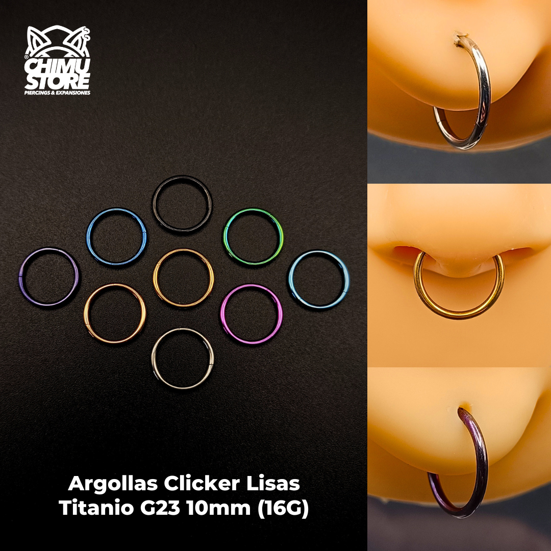 NEW Argollas Clicker Titanio G23 - Lisas Tamaño 10mm (1,2mm) (16G)